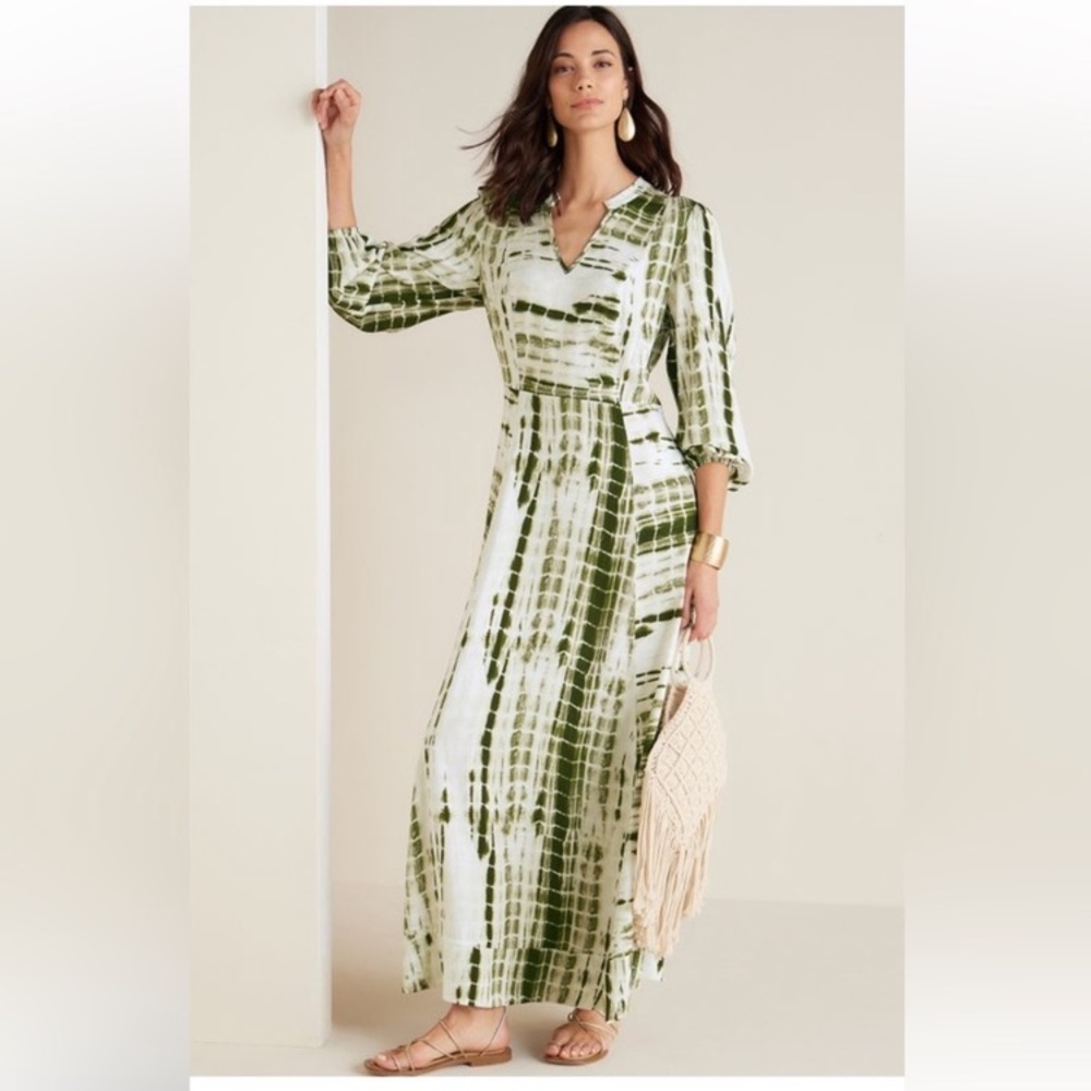 Soft Surroundings Olive Tie-Dye Maxi Dress - Picture 4 of 10